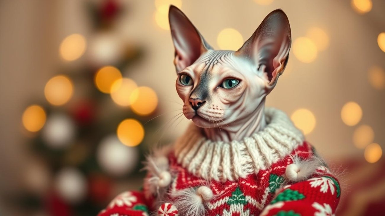 sphynx cat christmas sweater
